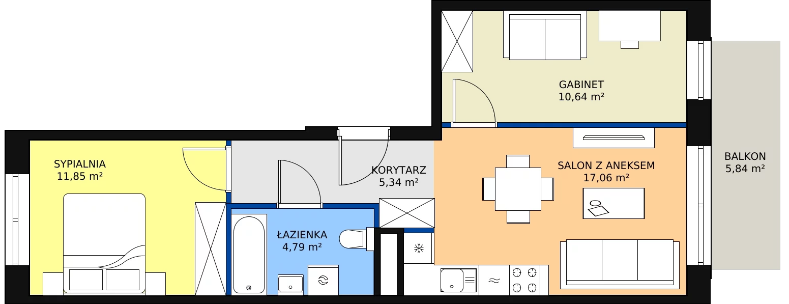 Zalety apartamentu 49.68 m², D/31