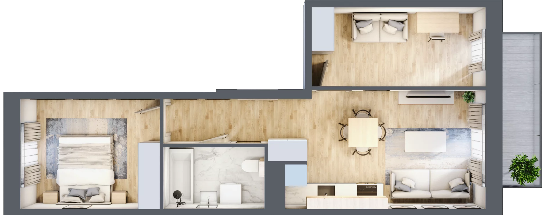 3 pokoje, apartament 49,68 m², piętro 2, oferta nr D/31, Apartamenty Park Matecznego, Kraków, Podgórze, Mateczny, ul. Rydlówka 5