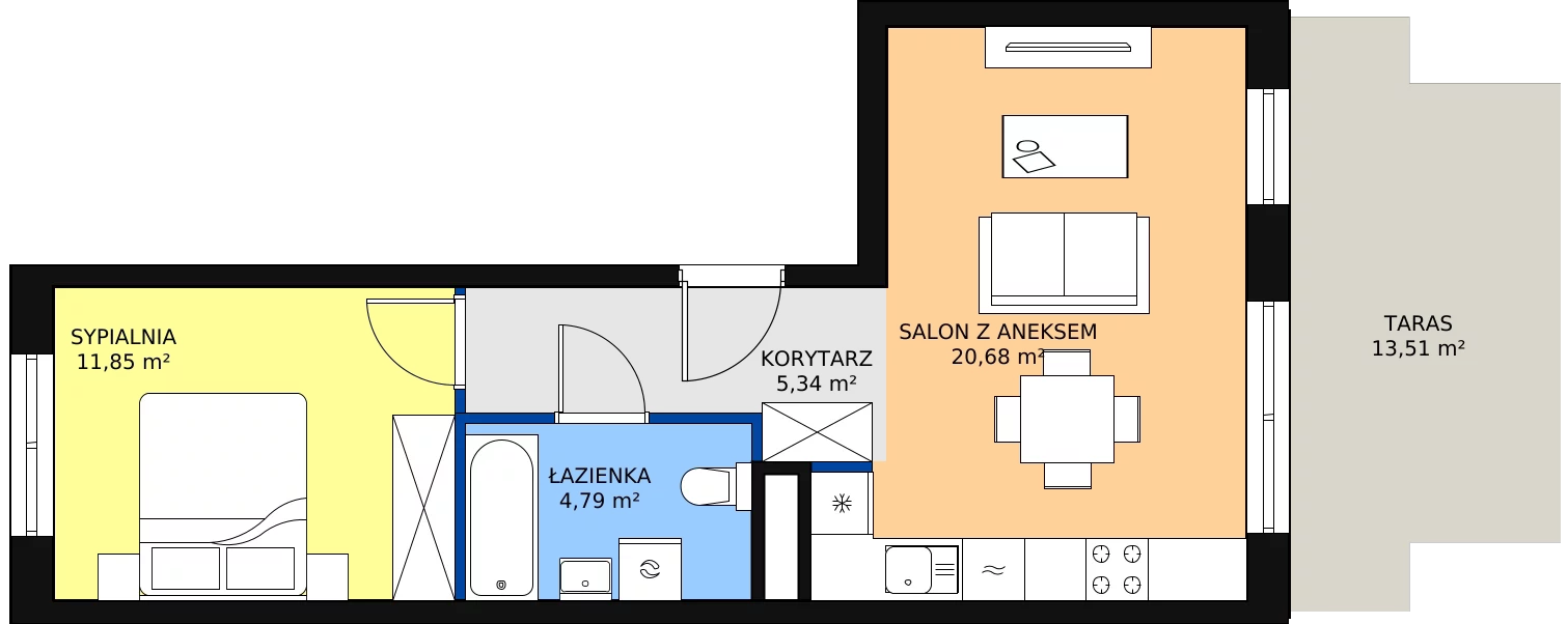 Zalety apartamentu 42.66 m², D/40