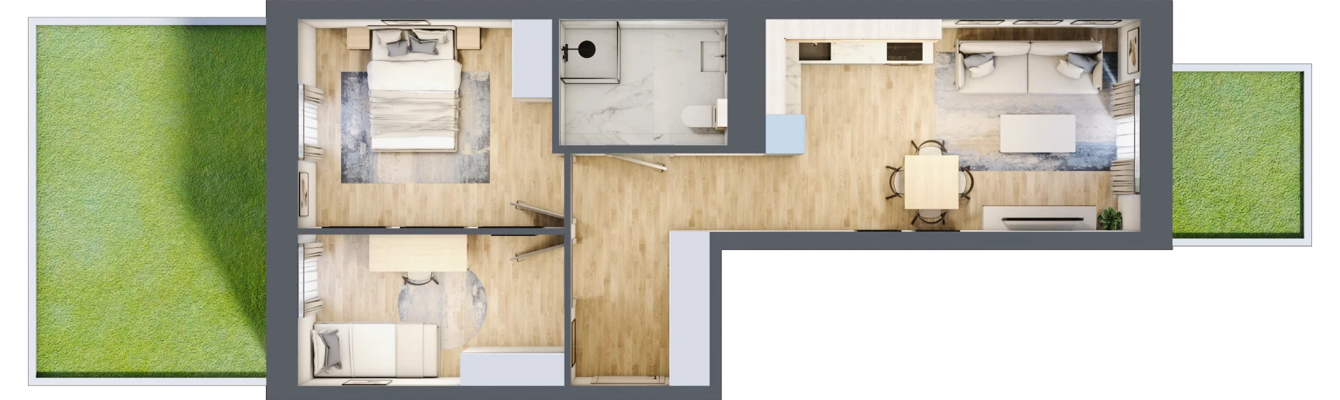 3 pokoje, apartament 53,24 m², parter, oferta nr D/44, Apartamenty Park Matecznego, Kraków, Podgórze, Mateczny, ul. Rydlówka 5