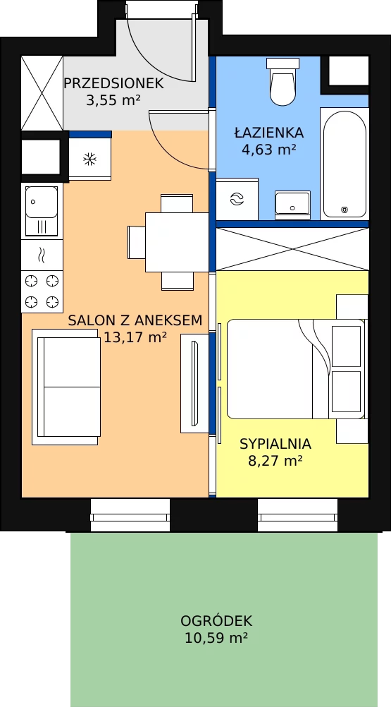 Zalety apartamentu 29.62 m², D/45