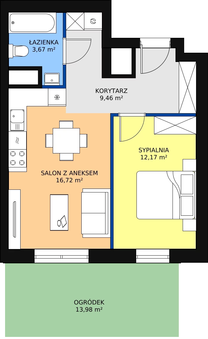 Zalety apartamentu 42.02 m², D/46