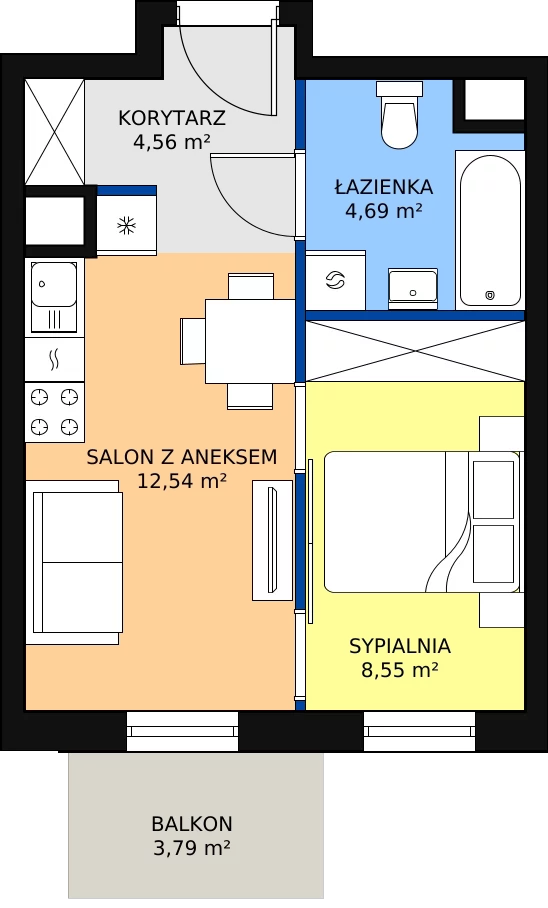 Zalety apartamentu 30.34 m², D/56