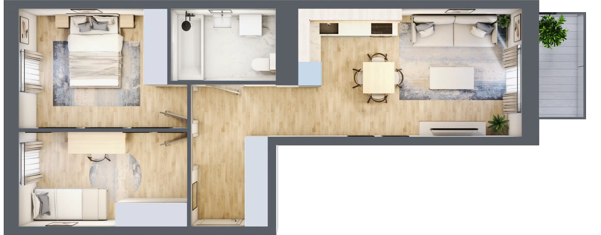 3 pokoje, apartament 54,69 m², piętro 4, oferta nr D/59, Apartamenty Park Matecznego, Kraków, Podgórze, Mateczny, ul. Rydlówka 5