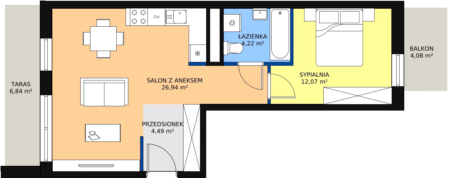 Zalety apartamentu 47.72 m², D/63