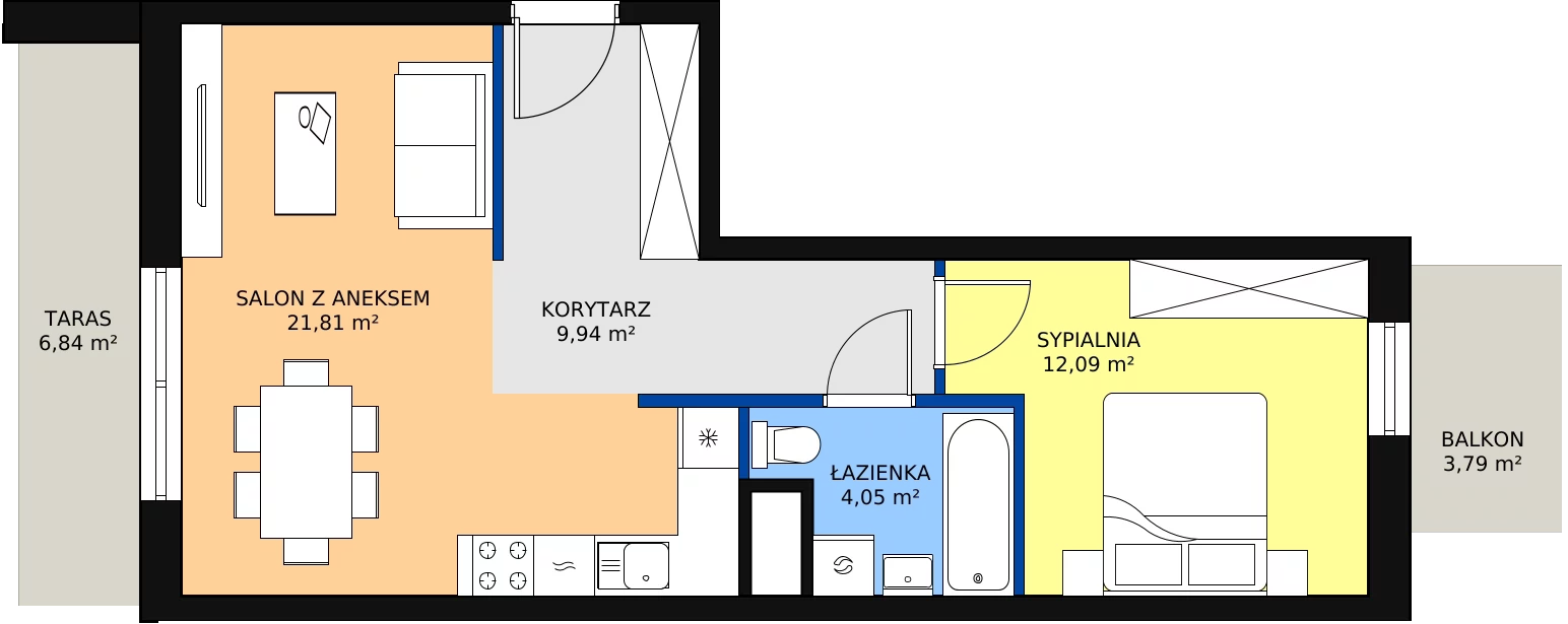 Zalety apartamentu 47.89 m², D/66