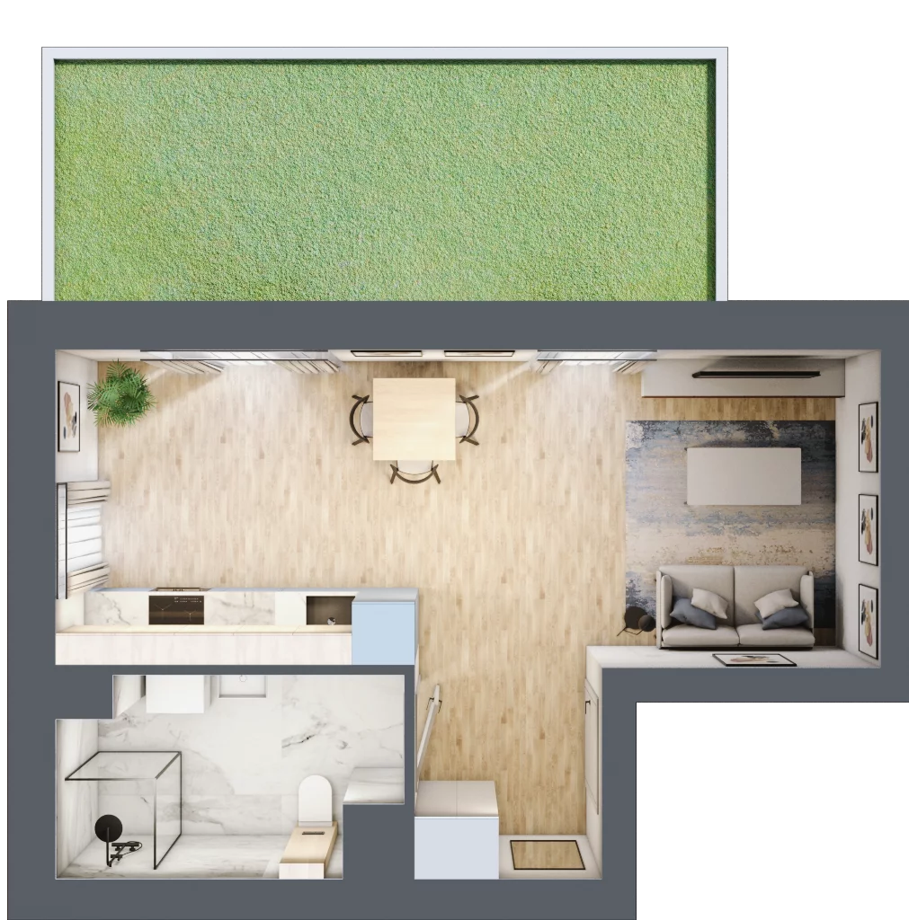 1 pokój, apartament 32,09 m², parter, oferta nr D/72, Apartamenty Park Matecznego, Kraków, Podgórze, Mateczny, ul. Rydlówka 5