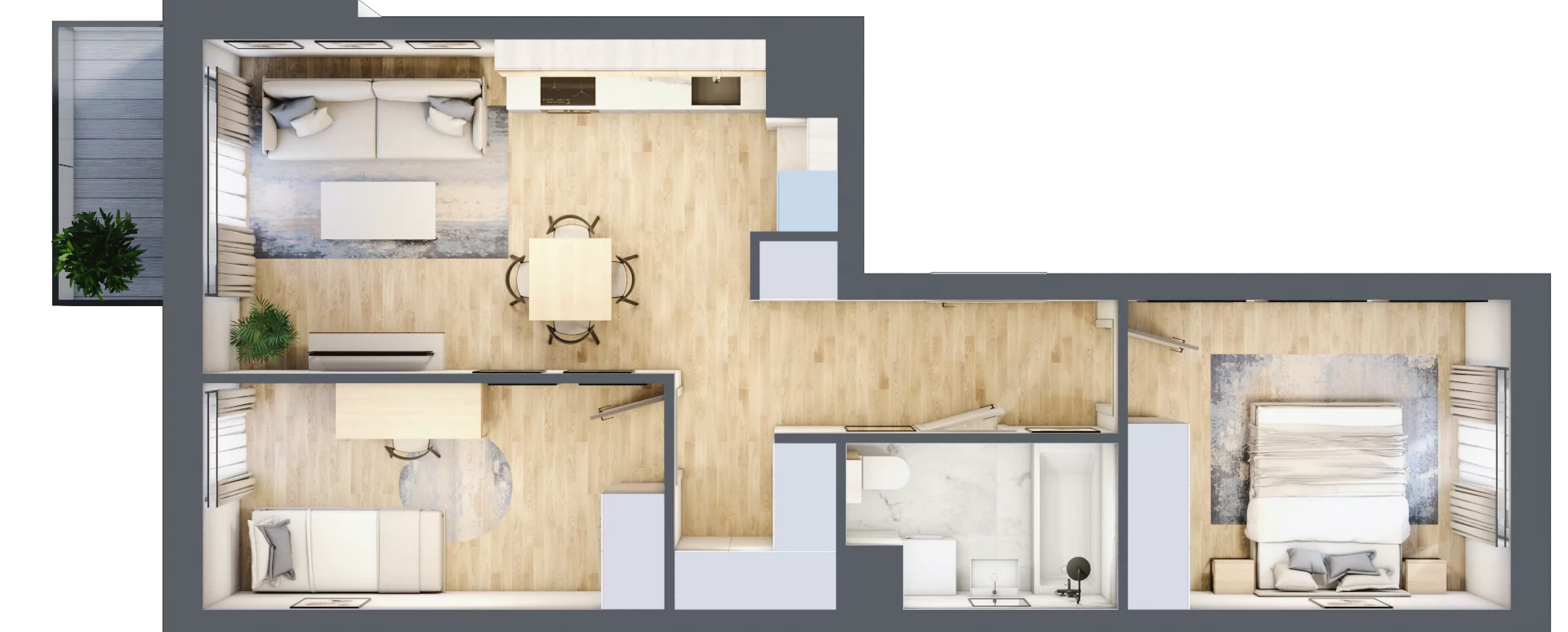 3 pokoje, apartament 52,87 m², piętro 1, oferta nr D/74, Apartamenty Park Matecznego, Kraków, Podgórze, Mateczny, ul. Rydlówka 5