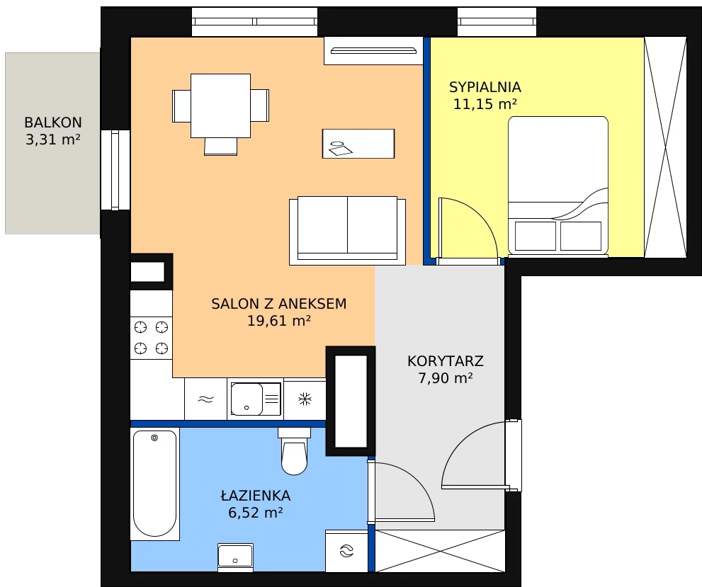 Zalety apartamentu 45.18 m², D/75