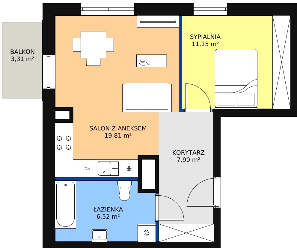 Zalety apartamentu 45.38 m², D/81
