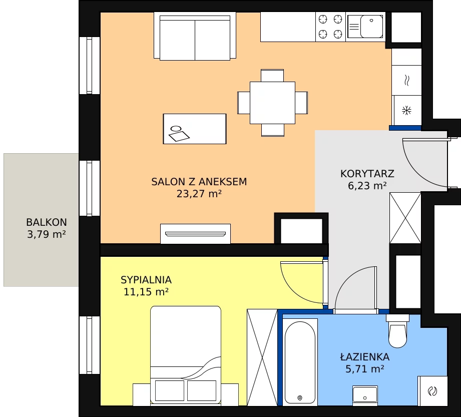 Zalety apartamentu 46.36 m², D/95