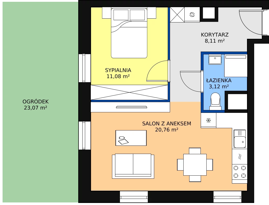 Zalety apartamentu 43.07 m², E/2