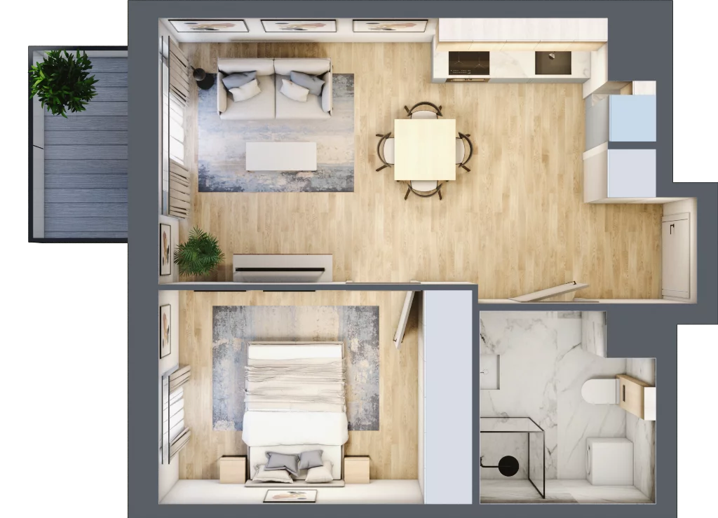 2 pokoje, apartament 37,67 m², piętro 1, oferta nr E/6, Apartamenty Park Matecznego, Kraków, Podgórze, Mateczny, ul. Rydlówka 5