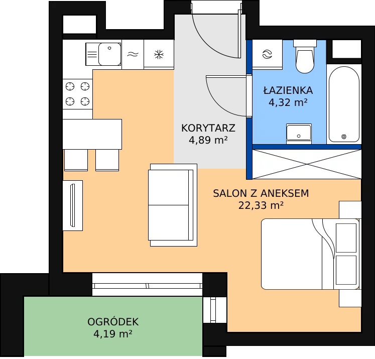 Zalety apartamentu 31.54 m², E/22