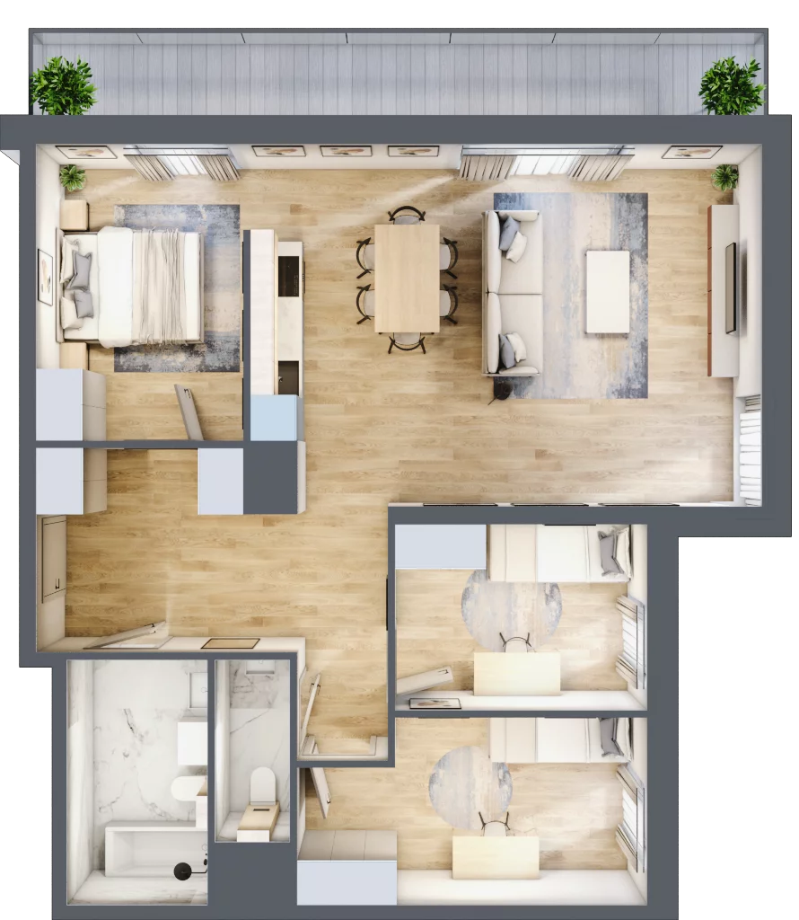 3 pokoje, apartament 81,55 m², piętro 1, oferta nr E/25, Apartamenty Park Matecznego, Kraków, Podgórze, Mateczny, ul. Rydlówka 5