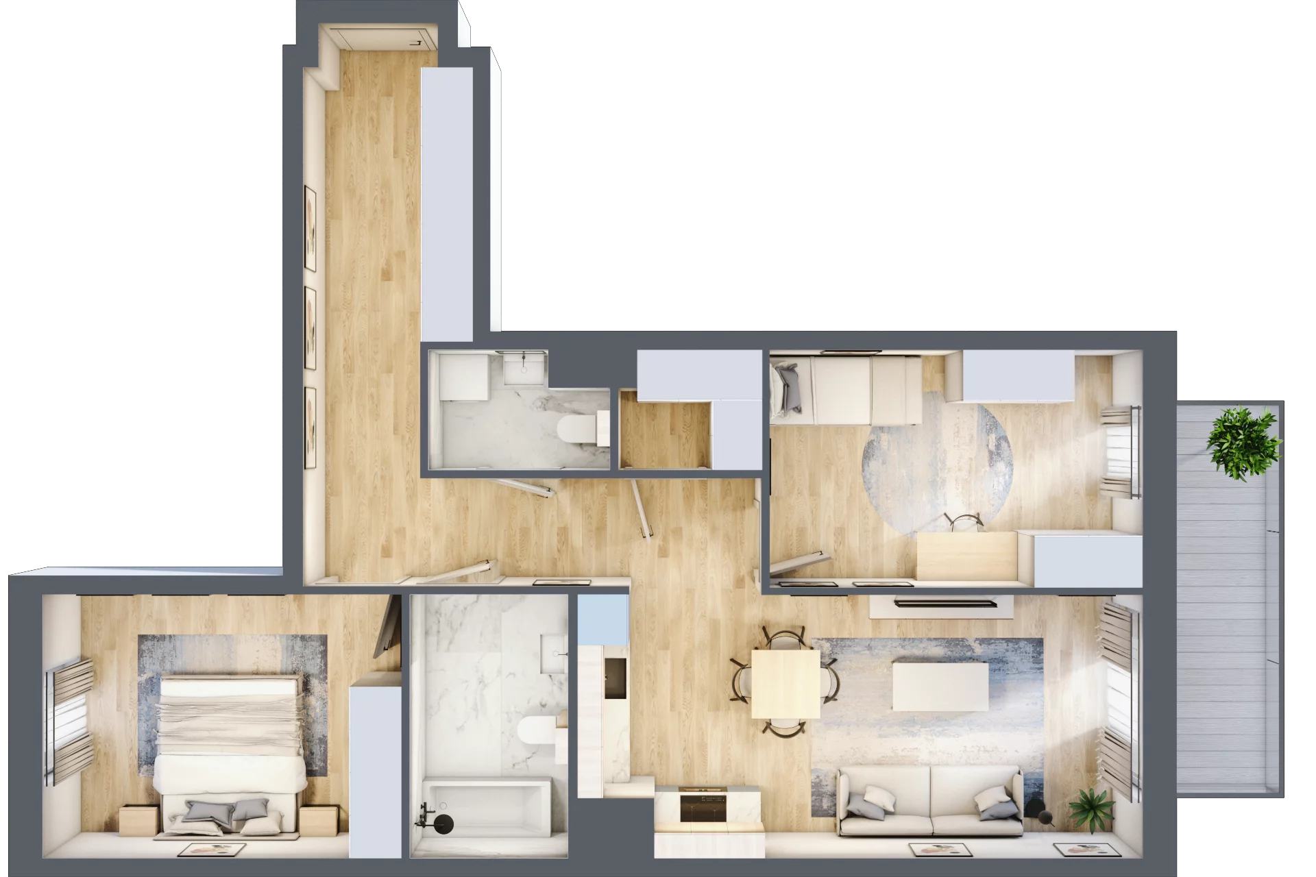 3 pokoje, apartament 71,79 m², piętro 1, oferta nr E/26, Apartamenty Park Matecznego, Kraków, Podgórze, Mateczny, ul. Rydlówka 5
