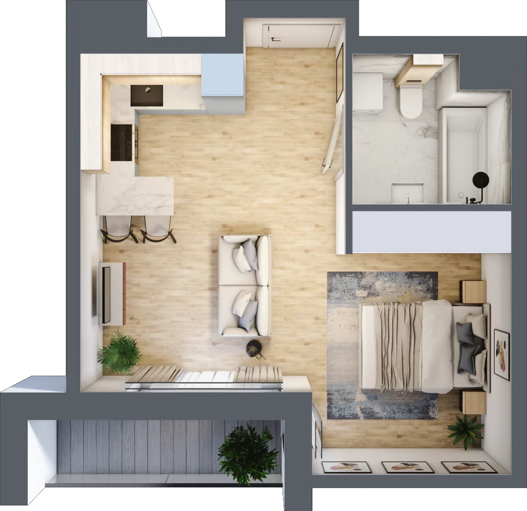 1 pokój, apartament 32,31 m², piętro 2, oferta nr E/32, Apartamenty Park Matecznego, Kraków, Podgórze, Mateczny, ul. Rydlówka 5
