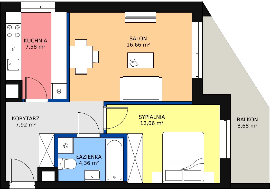 Zalety mieszkania 48.58 m², A/21