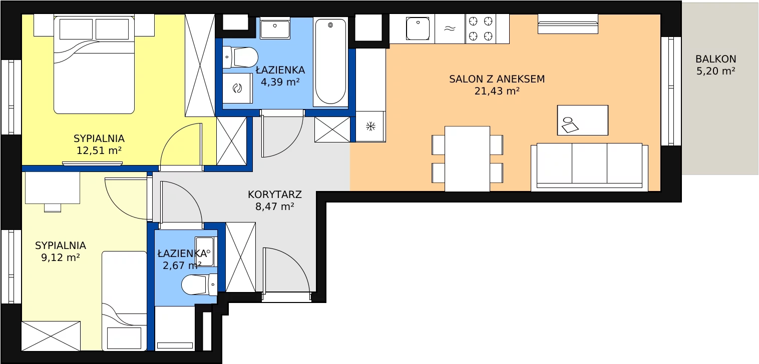 Zalety mieszkania 58.59 m², A/24