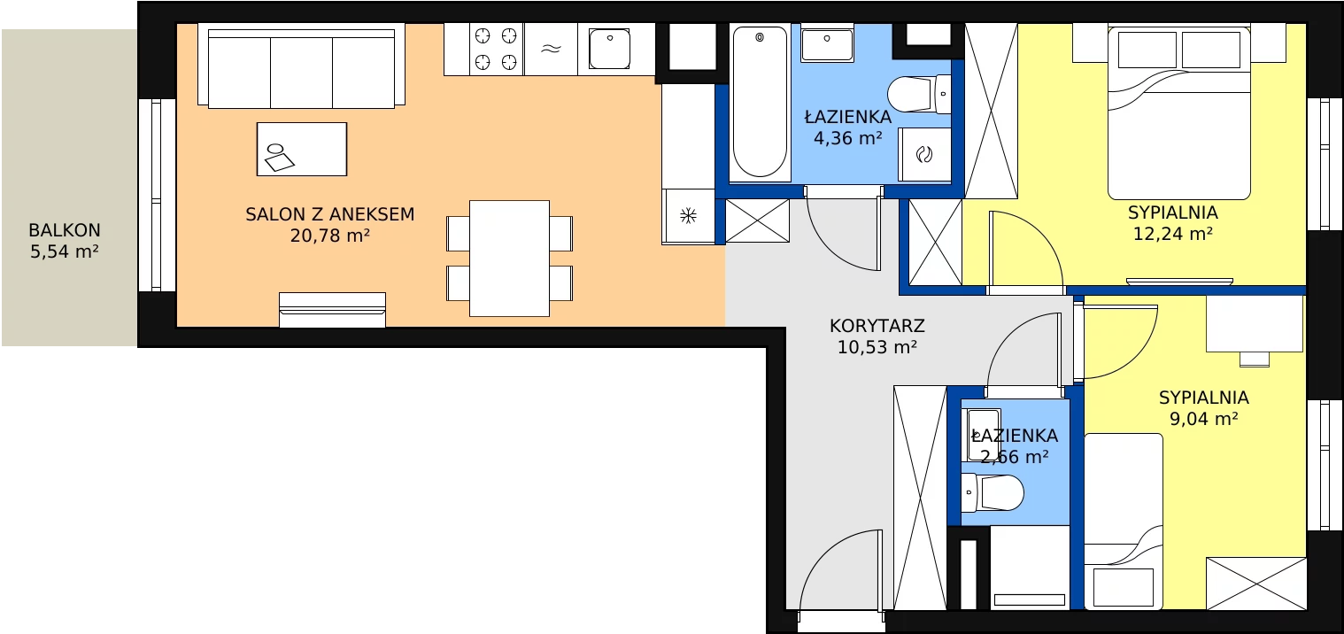 Zalety mieszkania 59.61 m², A/57
