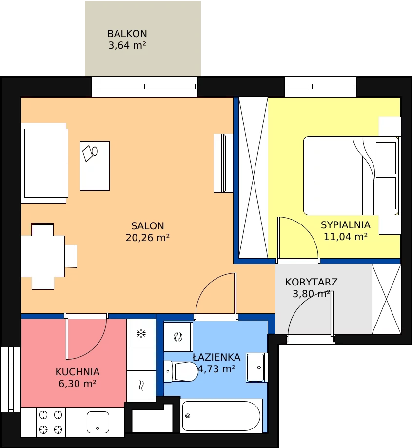 Zalety mieszkania 46.13 m², F/29