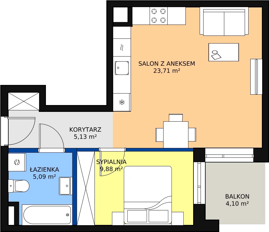 Zalety mieszkania 43.81 m², F/30