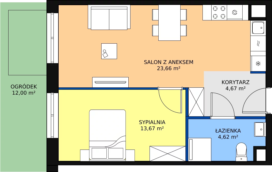 Zalety mieszkania 46.62 m², B/4