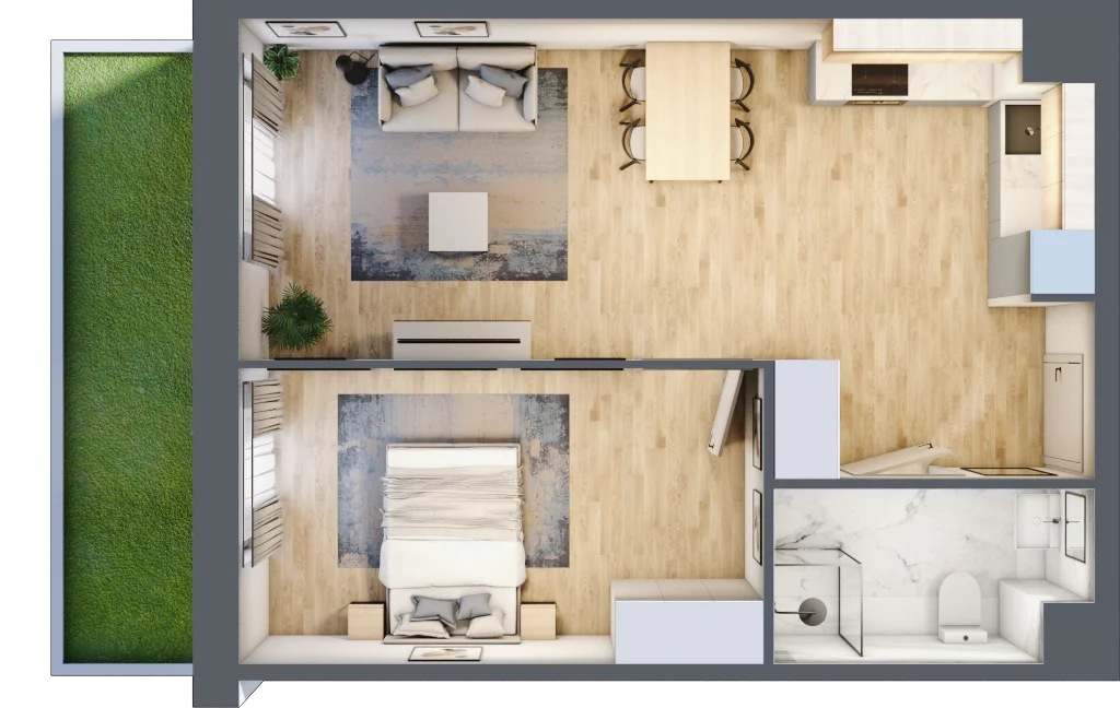 2 pokoje, mieszkanie 46,62 m², parter, oferta nr B/4, Osiedle przy Malborskiej budynek B, Kraków, Podgórze Duchackie, Wola Duchacka, ul. Białoruska