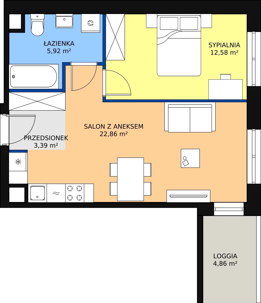Zalety mieszkania 44.75 m², B/32