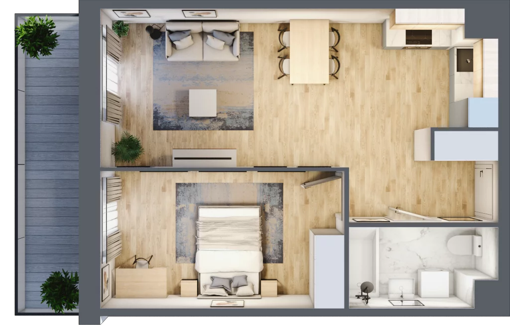 2 pokoje, mieszkanie 46,99 m², piętro 5, oferta nr B/37, Osiedle przy Malborskiej budynek B, Kraków, Podgórze Duchackie, Wola Duchacka, ul. Białoruska