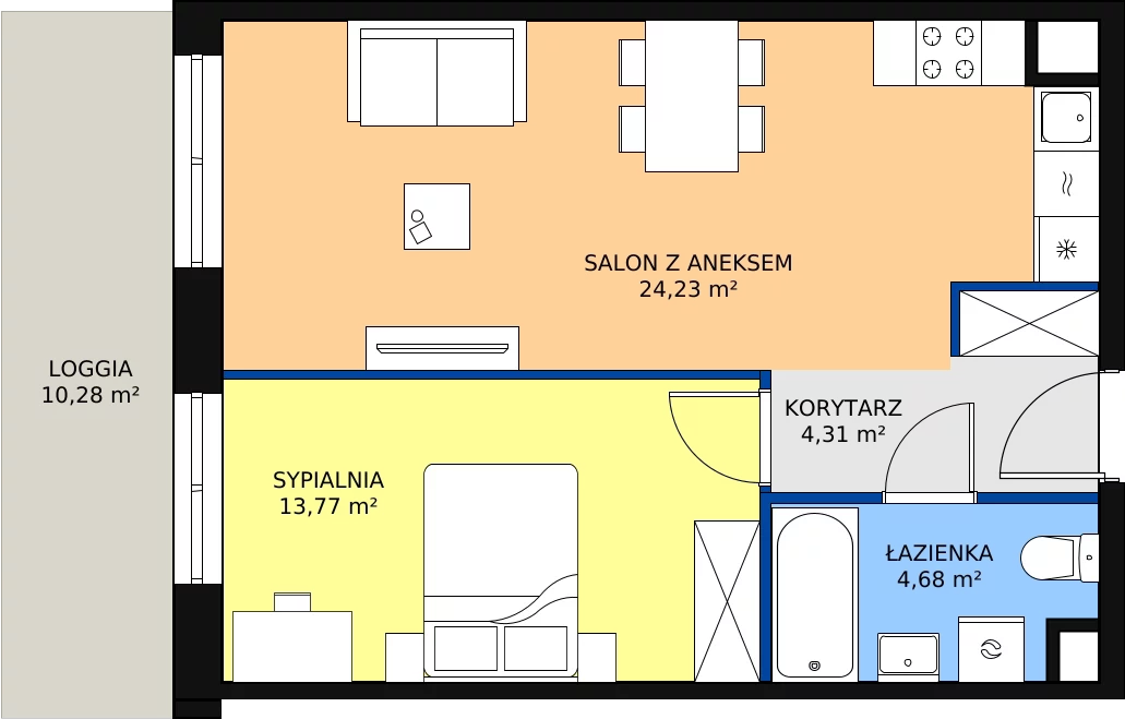 Zalety mieszkania 46.99 m², B/44