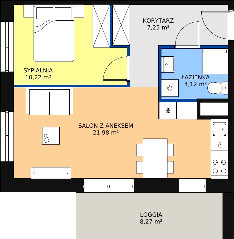 Zalety mieszkania 43.57 m², B/66