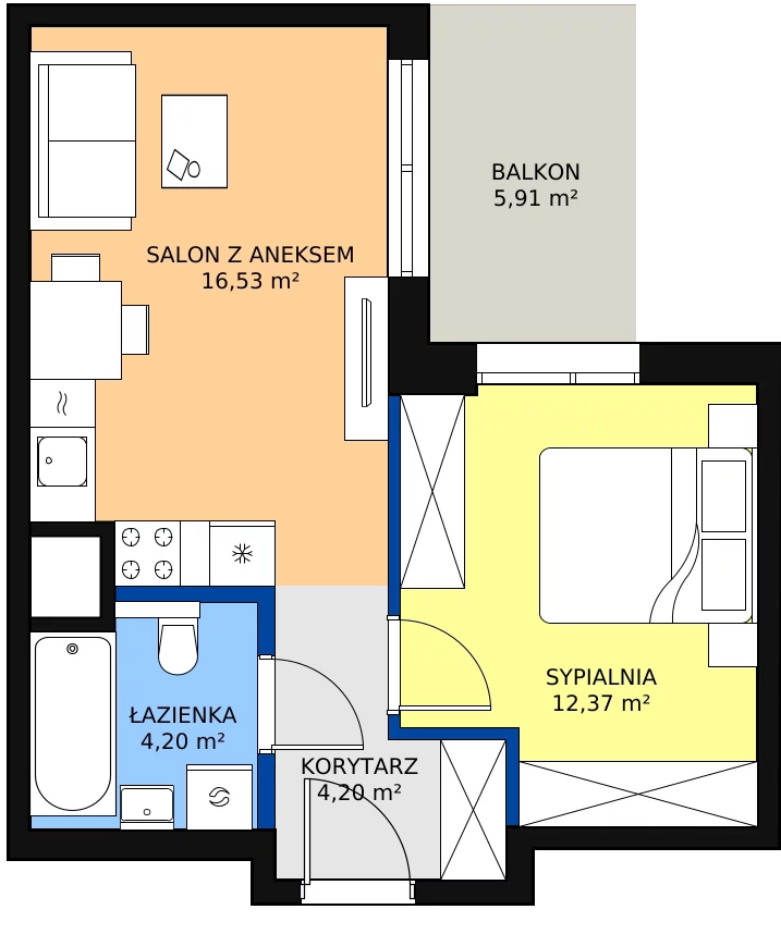 Zalety mieszkania 38.39 m², G/46