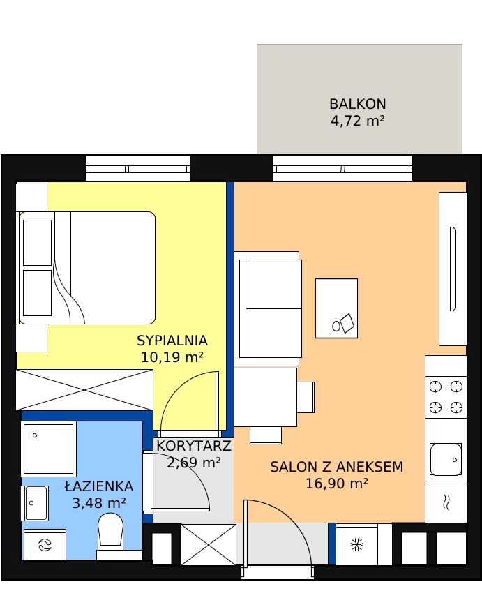 Zalety mieszkania 34.36 m², G/93