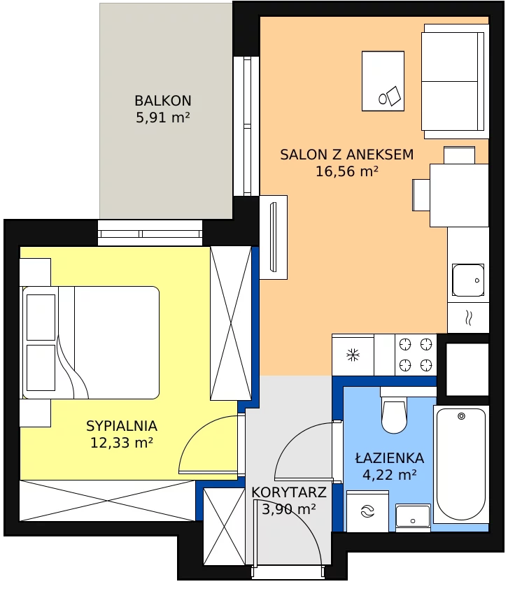 Zalety mieszkania 38.06 m², G/121