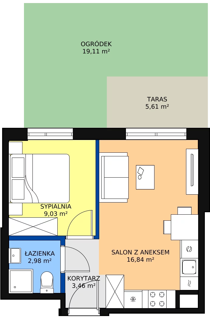 Zalety mieszkania 33.3 m², H/94