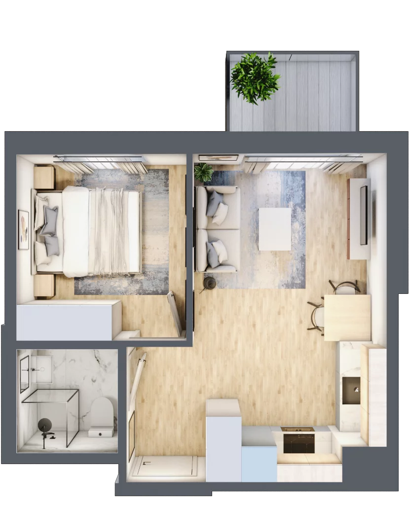 2 pokoje, mieszkanie 32,31 m², piętro 1, oferta nr H/98, Metro Zachód 8 bud. E-H, Warszawa, Bemowo, Chrzanów, ul. Jana Heweliusza