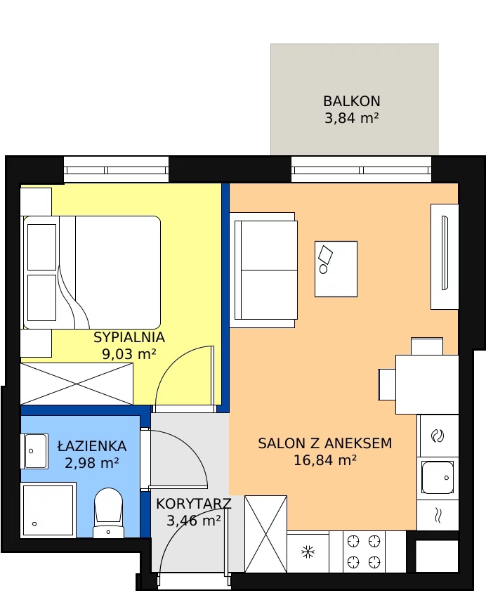 Zalety mieszkania 33.3 m², H/110