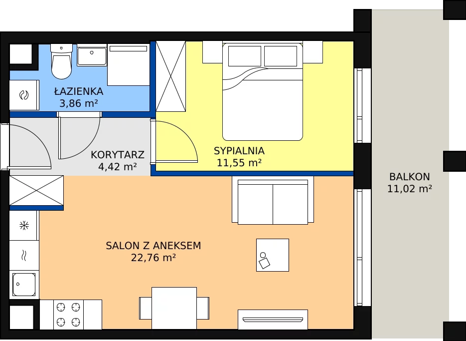Zalety mieszkania 42.59 m², D/5