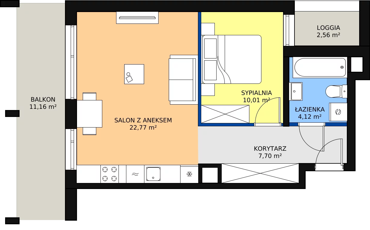 Zalety mieszkania 44.6 m², D/32