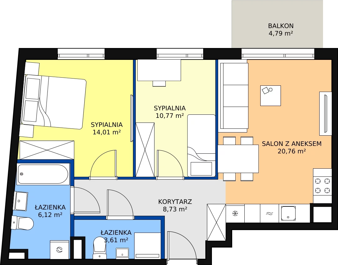 Zalety mieszkania 64 m², D/34