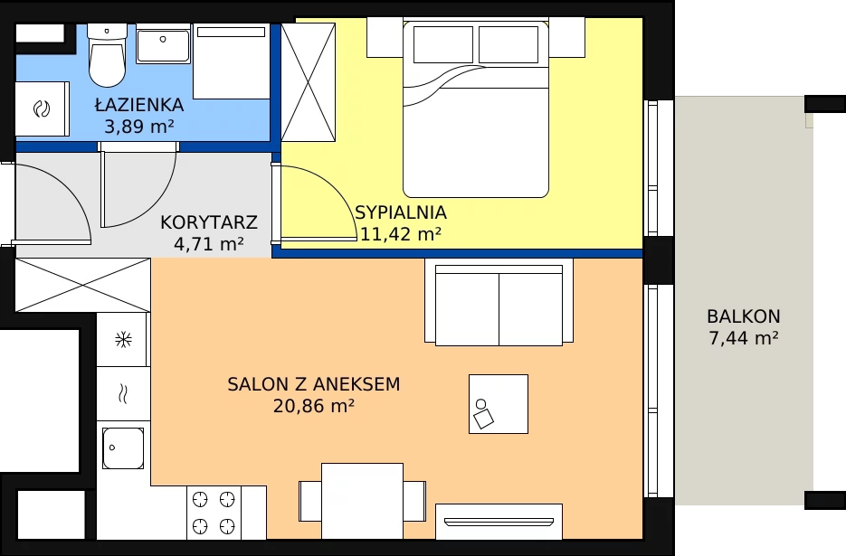 Zalety mieszkania 40.88 m², D/40