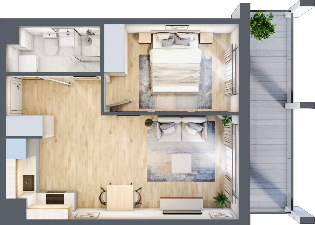 Mieszkanie 42,71 m², piętro 5, oferta nr D/53, Apartamenty Rudnickiego, Warszawa, Bielany, Piaski, ul. Rudnickiego 7