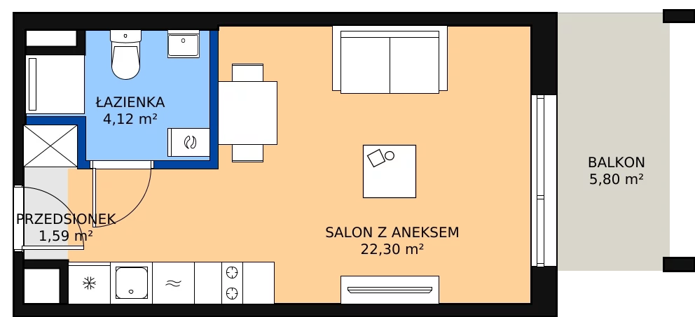 Zalety mieszkania 28.01 m², D/54