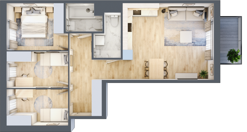 Mieszkanie 71,32 m², piętro 1, oferta nr D/67, Apartamenty Rudnickiego, Warszawa, Bielany, Piaski, ul. Rudnickiego 7