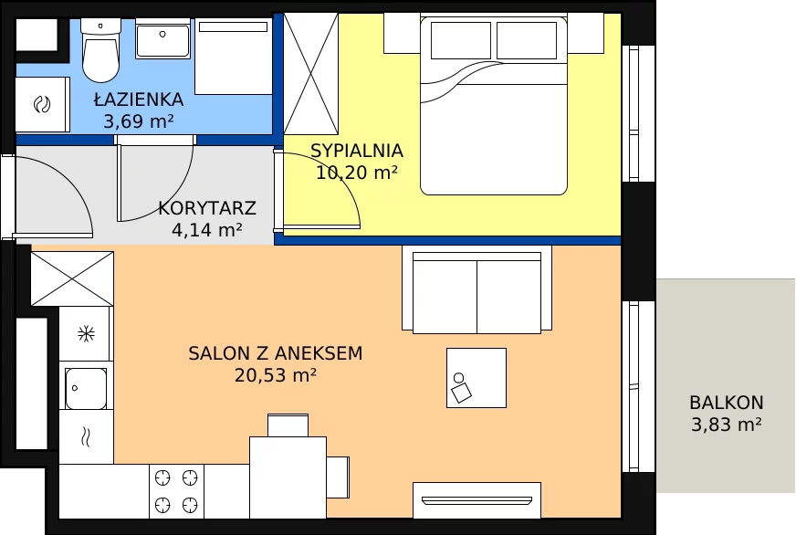 Zalety mieszkania 38.56 m², D/69