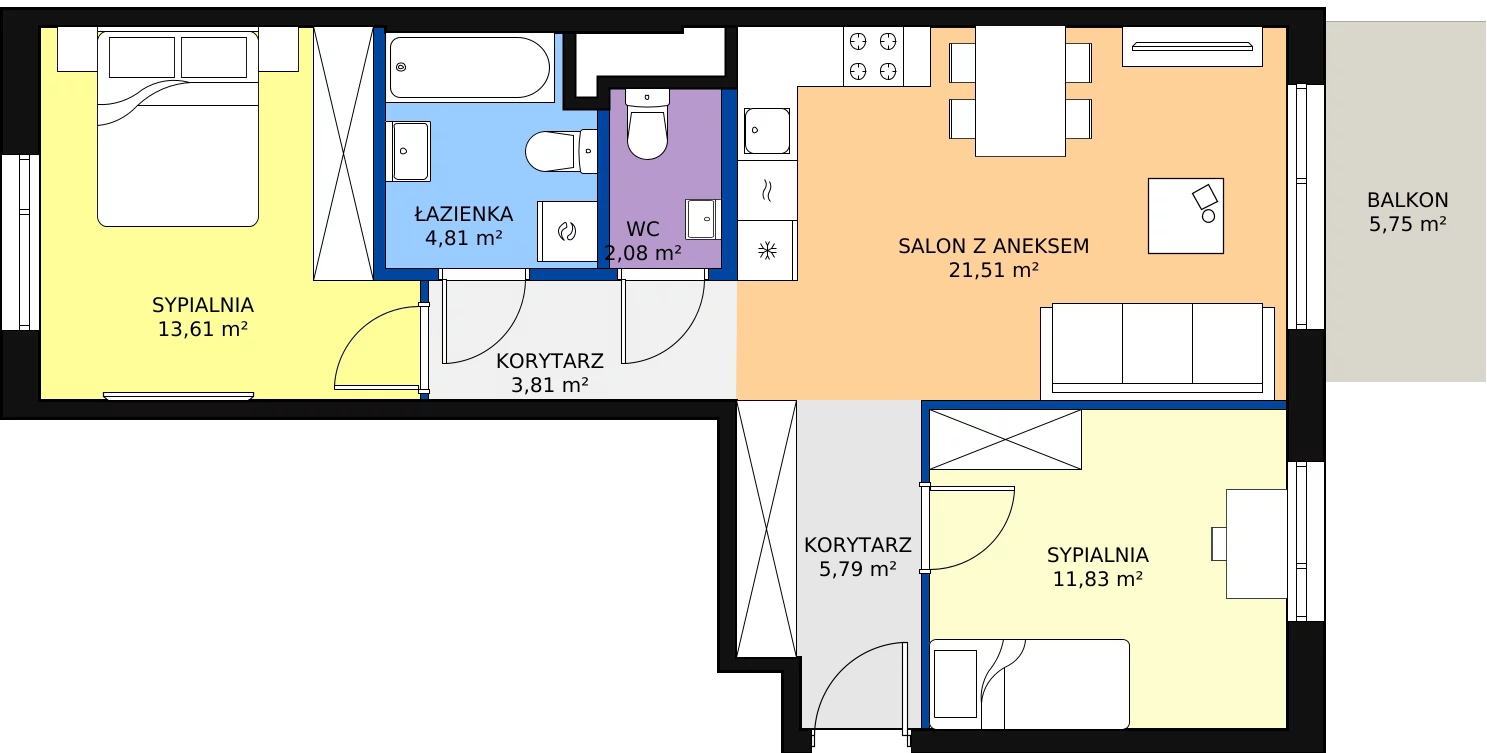 Zalety mieszkania 63.44 m², D/76