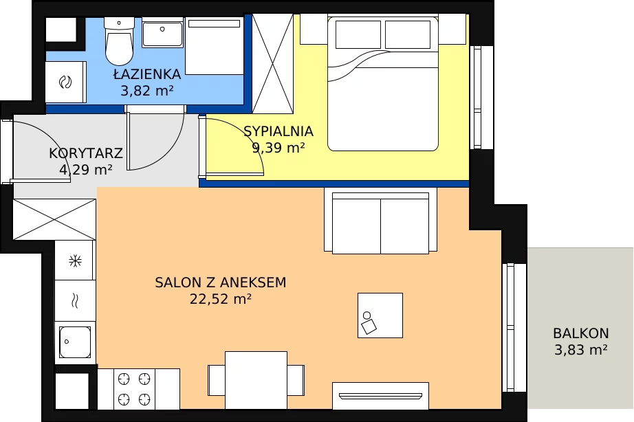 Zalety mieszkania 40.02 m², D/80