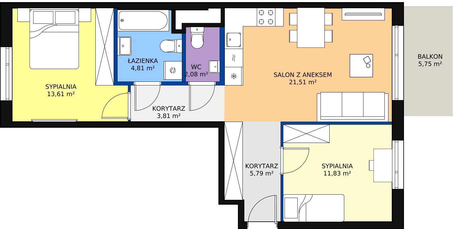 Zalety mieszkania 63.44 m², D/81