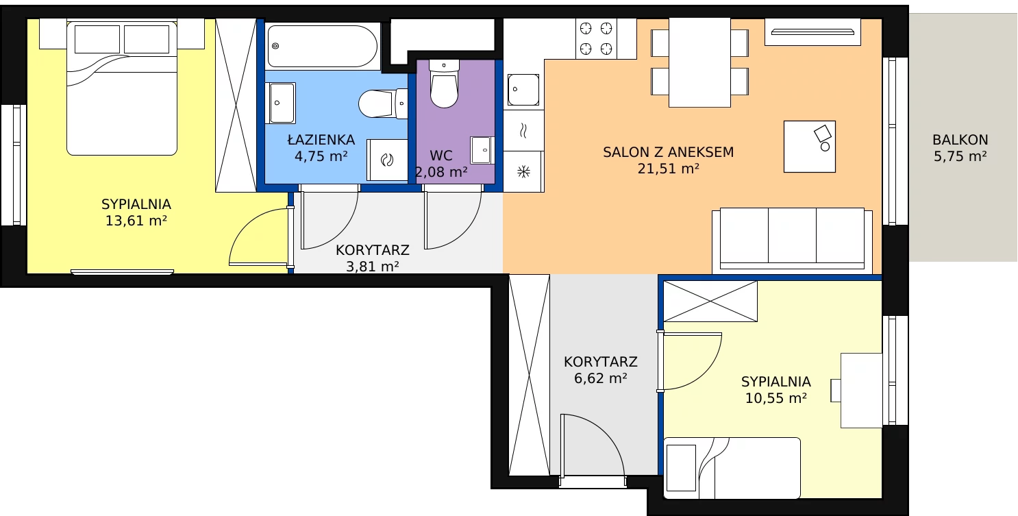 Zalety mieszkania 62.93 m², D/85